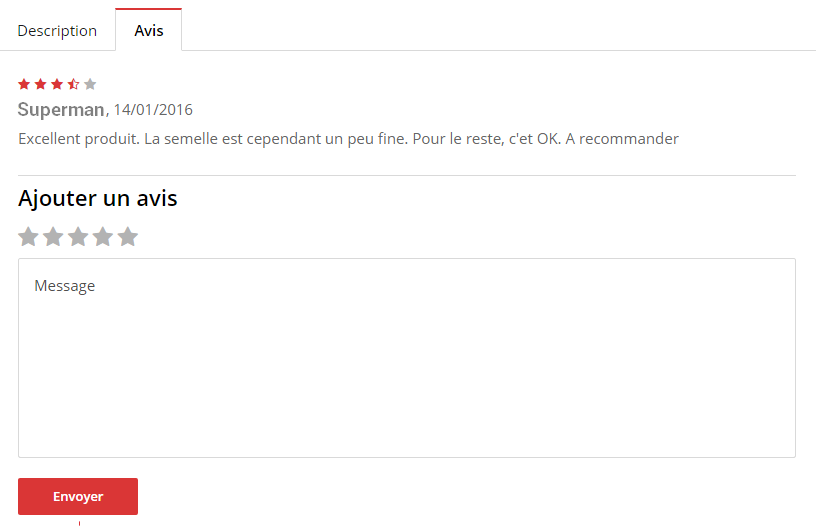 commentaires et rating stars