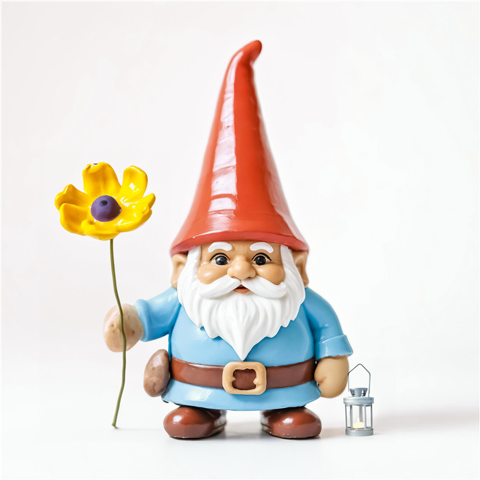 Gnome with flower and lantern